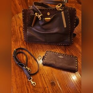 Burgundy Coach handbag with wallet